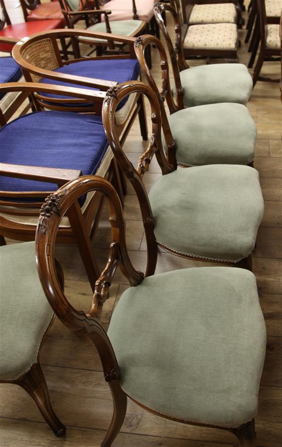 A set of five Victorian dining chairs	